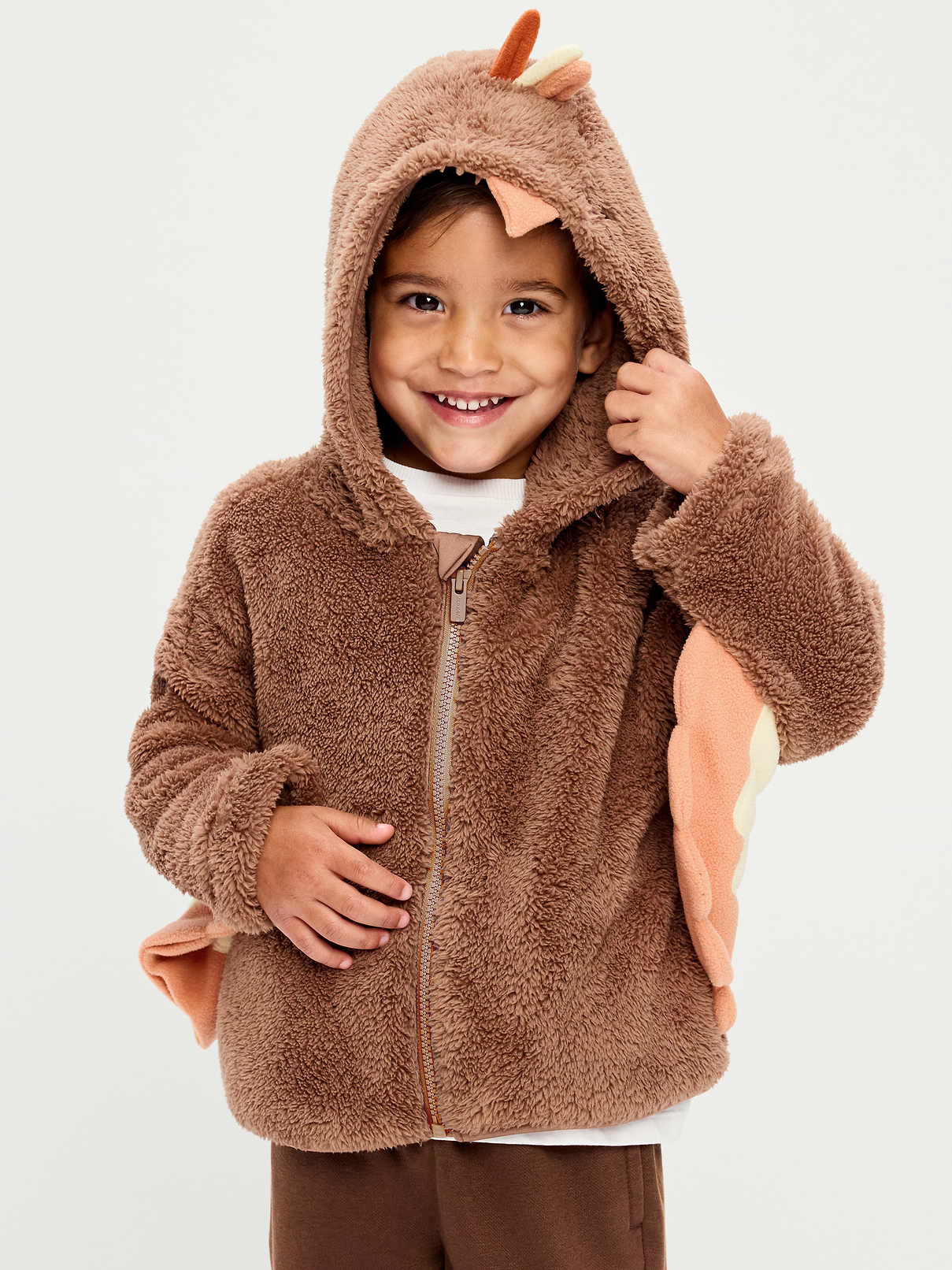Image 1 of 3, built-in hood, turkey "face" at crown, long sleeves, attached turkey "wings" at sleeves, full length zipper, Product #908169