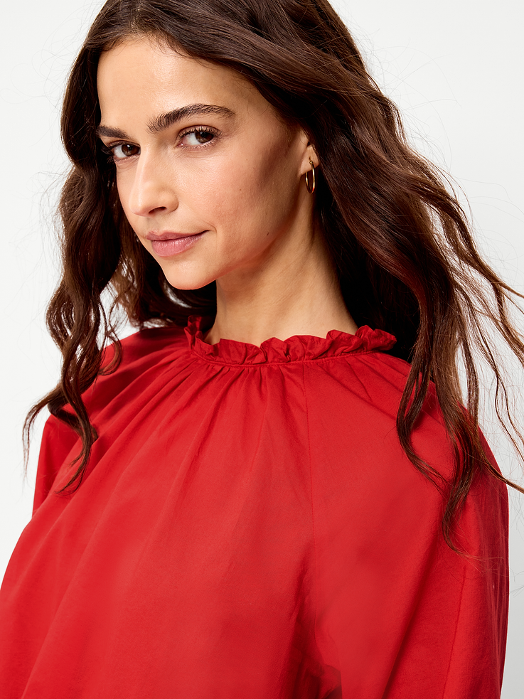 Image 4 of 7, Long-Sleeve Ruffle-Neck A-Line Top