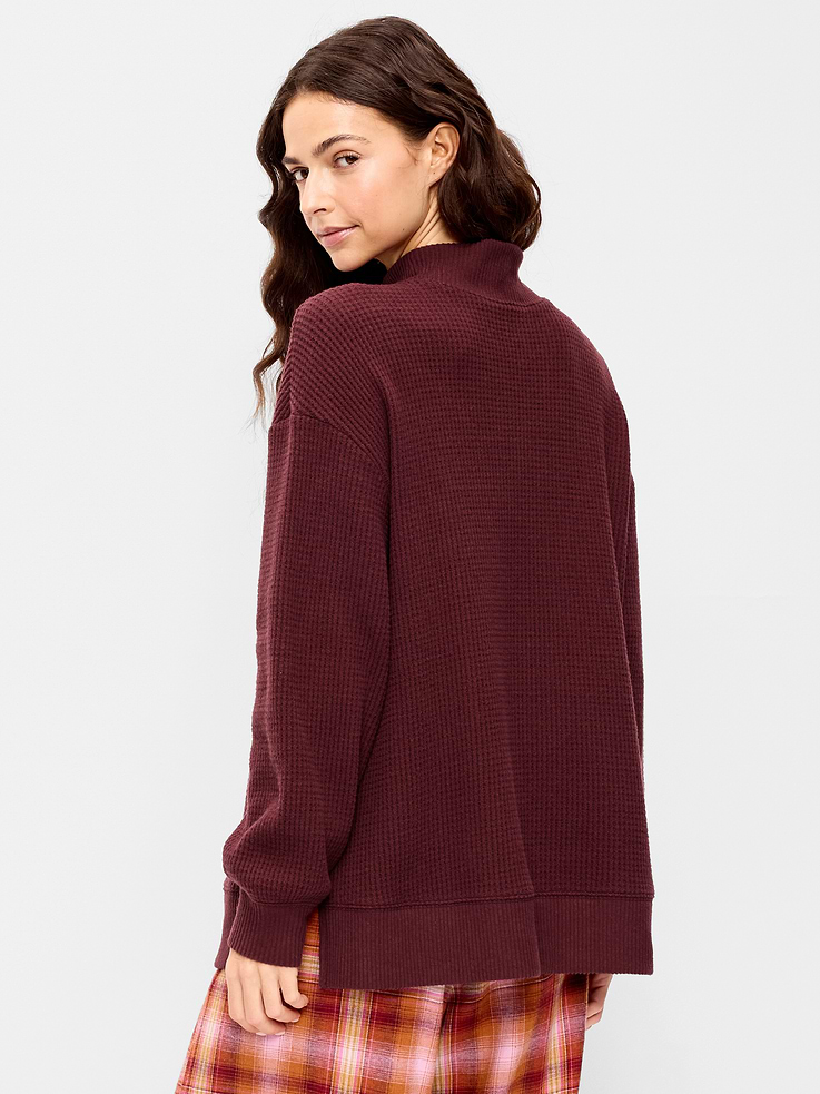 Image 2 of 9, Oversized Mock-Neck Long-Sleeve Top