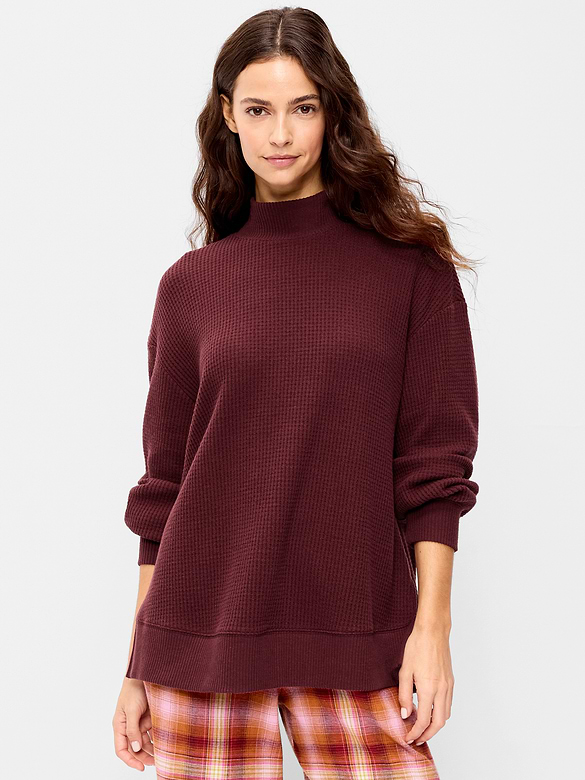Oversized Mock-Neck Long-Sleeve Top
