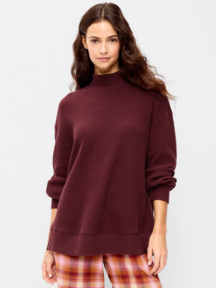 Image 1 of 9, mock neck, long sleeves, rib-knit trim, Product #908489