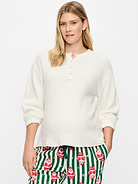 Image 1 of 2, crew neck, three-button henely placket, long sleeves, drop shoulders, Product #915811