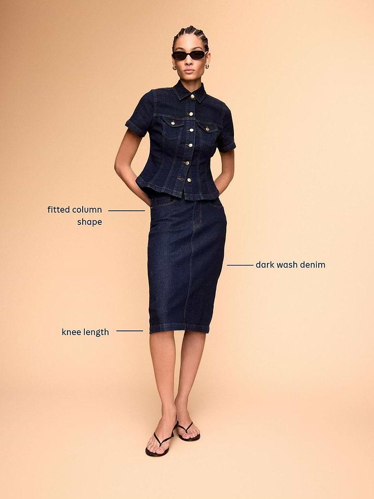 Image 5 of 9, Column Denim Midi Skirt