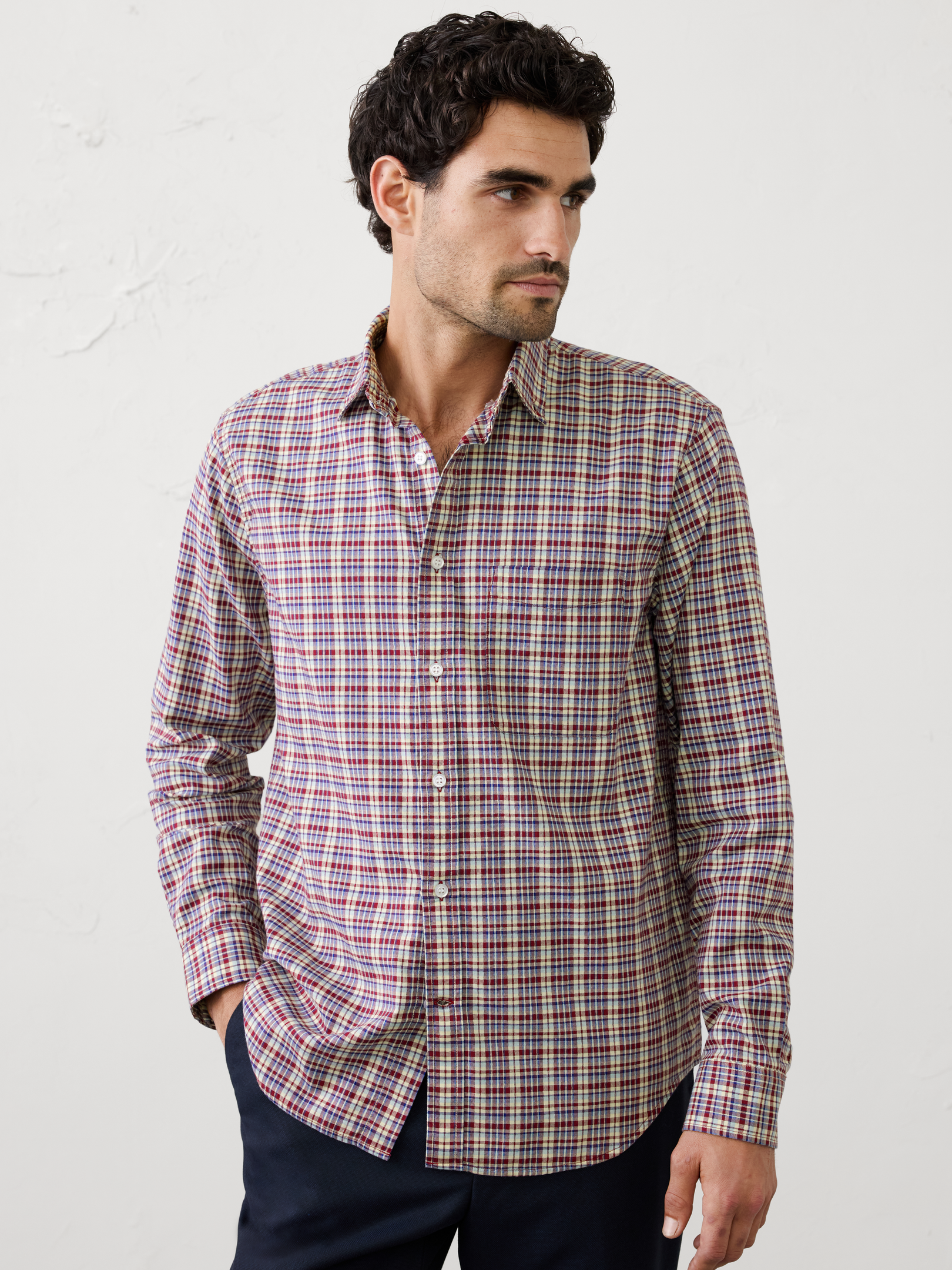 Image 1 of 8, A timeless wardrobe staple, this pinpoint oxford shirt is crafted from 100% cotton for a soft, smooth feel. Designed with a clean finish and classic detailing, it delivers versatile style that transitions effortlessly from dressed‑up moments to casual everyday wear., Button down collar. Long sleeves with adjustable buttoned cuffs., Patch chest pocket., Back yoke with center box pleat., Shirttail hem., Made exclusively for Banana Republic Factory., Product #1175893