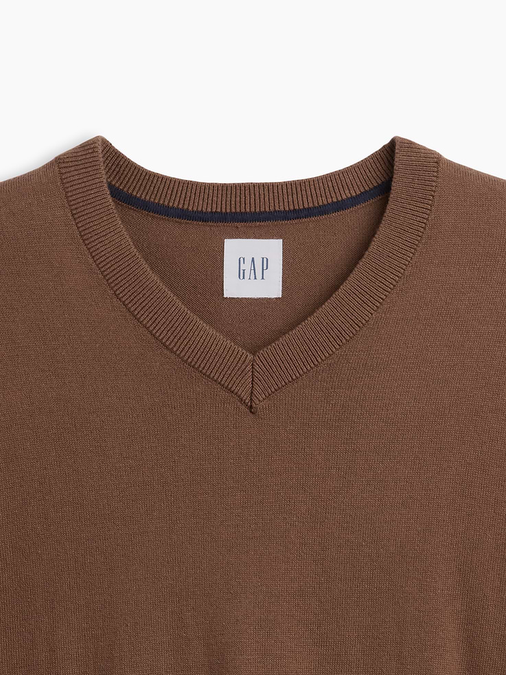 Image 4 of 5, 100% Cotton Cotton V-Neck Sweater