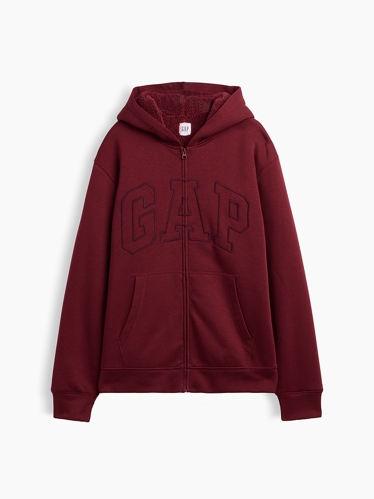 Image 4 of 4, Relaxed Gap Logo Sherpa-Lined Zip Hoodie
