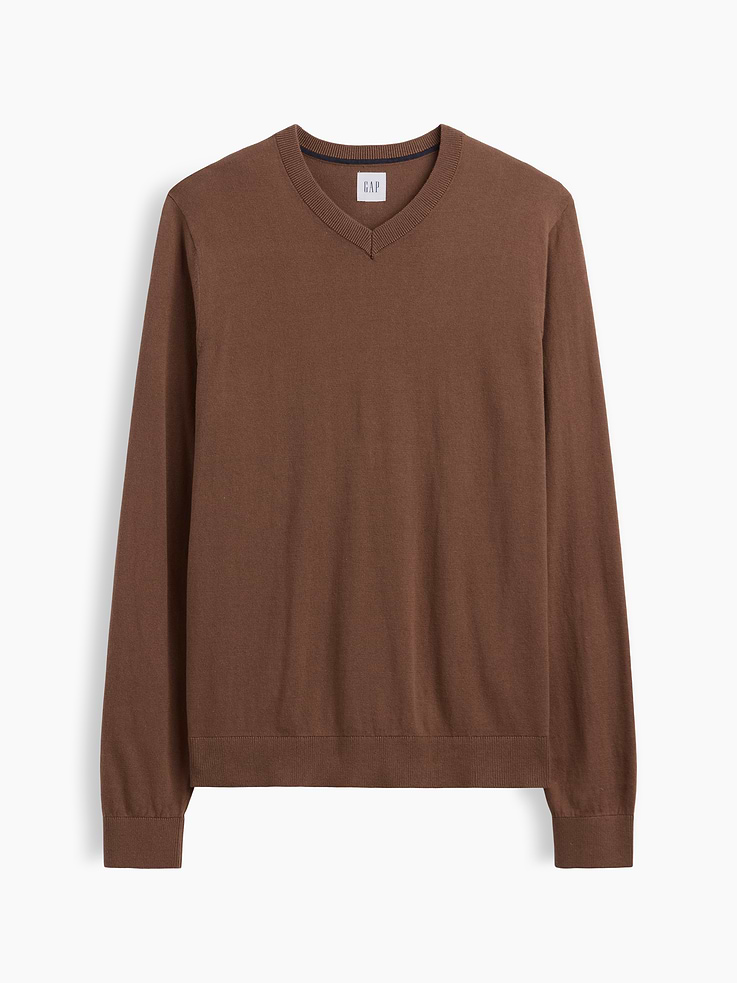 Image 5 of 5, 100% Cotton Cotton V-Neck Sweater