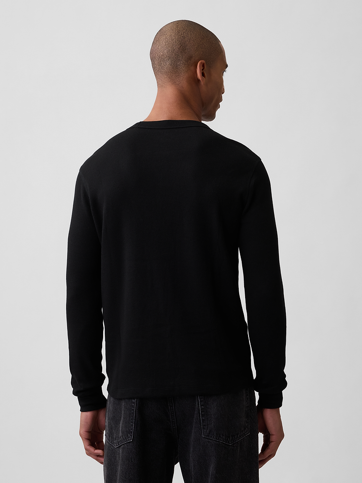 Image 2 of 5, Waffle-Knit Crewneck T-Shirt