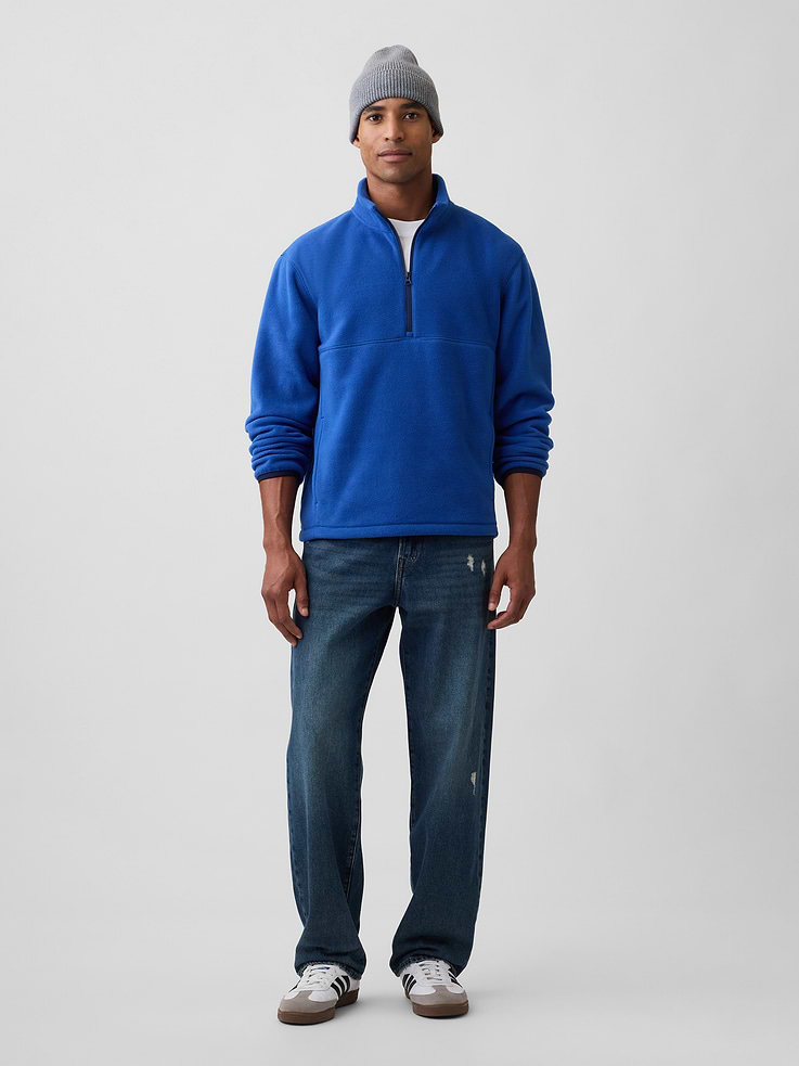Image 3 of 4, Relaxed Microfleece Half-Zip Sweatshirt