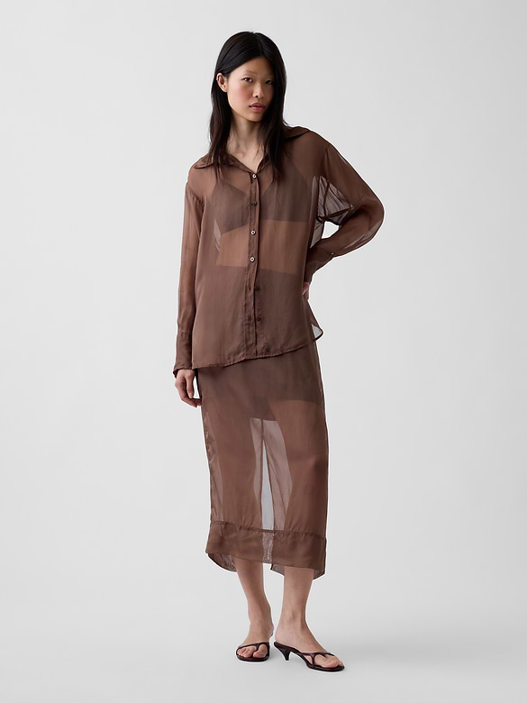 Sheer Organza Maxi Skirt