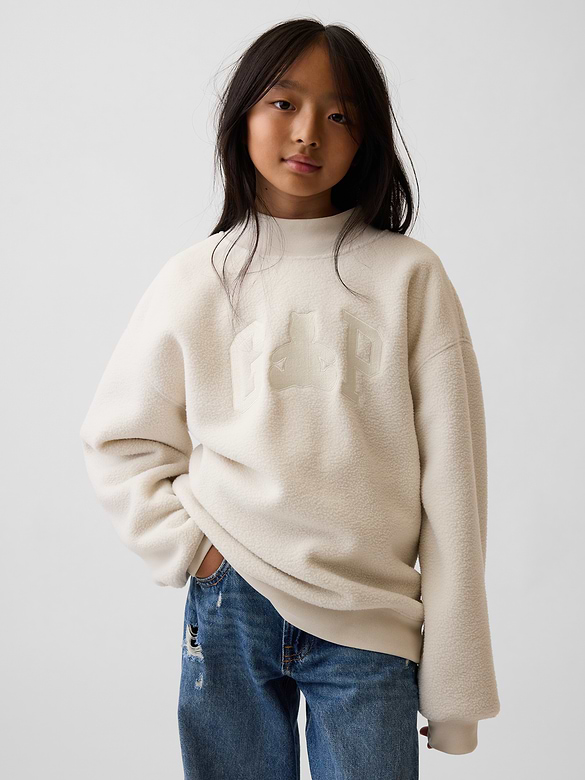 Kids Sherpa Oversized Mockneck Logo Sweatshirt