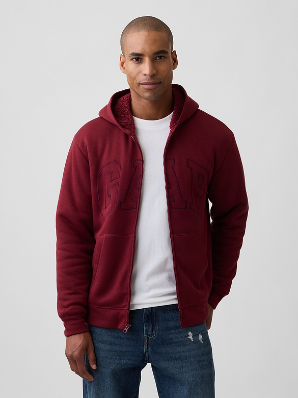 Relaxed Gap Logo Sherpa-Lined Zip Hoodie
