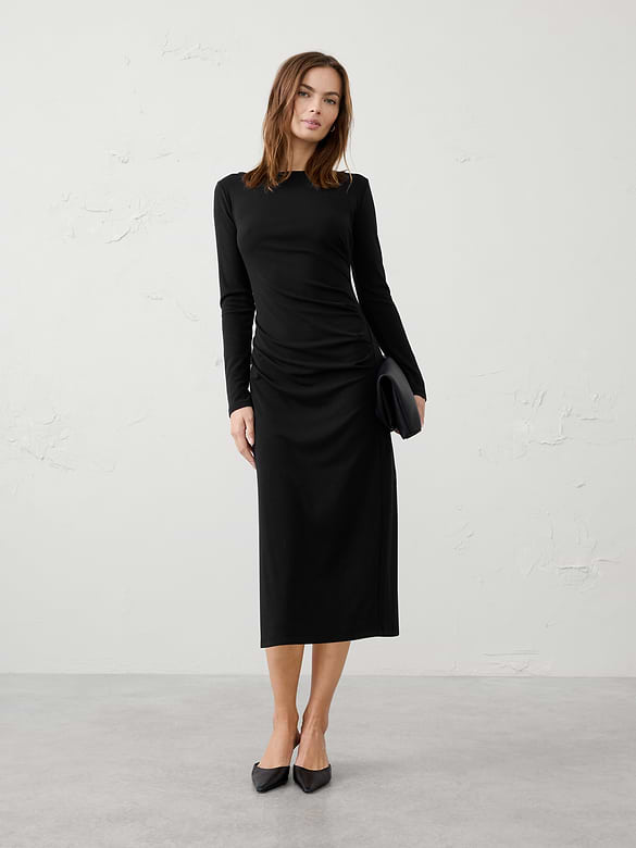 Cozy Rib Draped Midi Dress