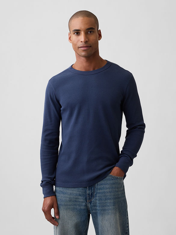 Waffle-Knit Crewneck T-Shirt