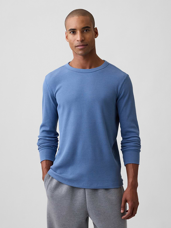Waffle-Knit Crewneck T-Shirt
