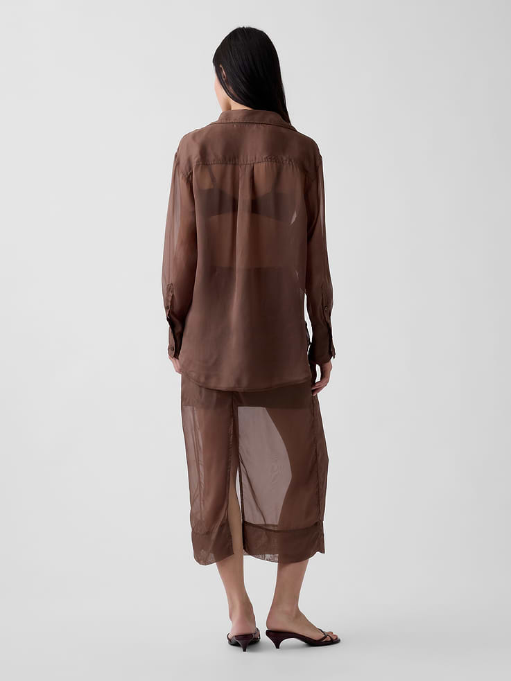 Image 2 of 6, Sheer Organza Maxi Skirt
