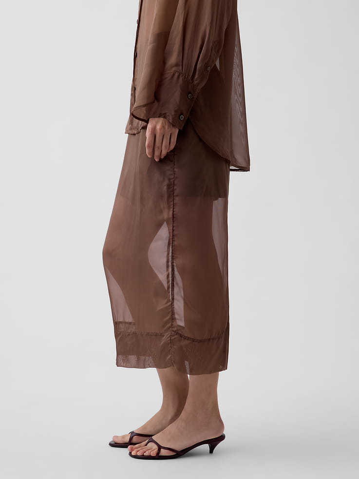 Image 3 of 6, Sheer Organza Maxi Skirt