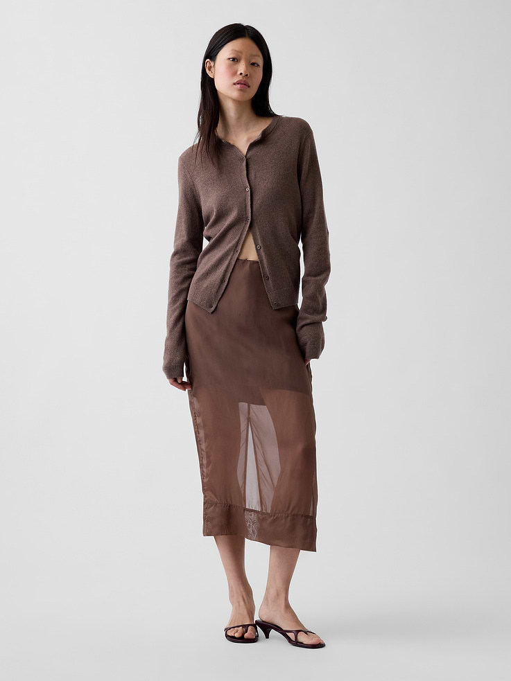Image 5 of 6, Sheer Organza Maxi Skirt