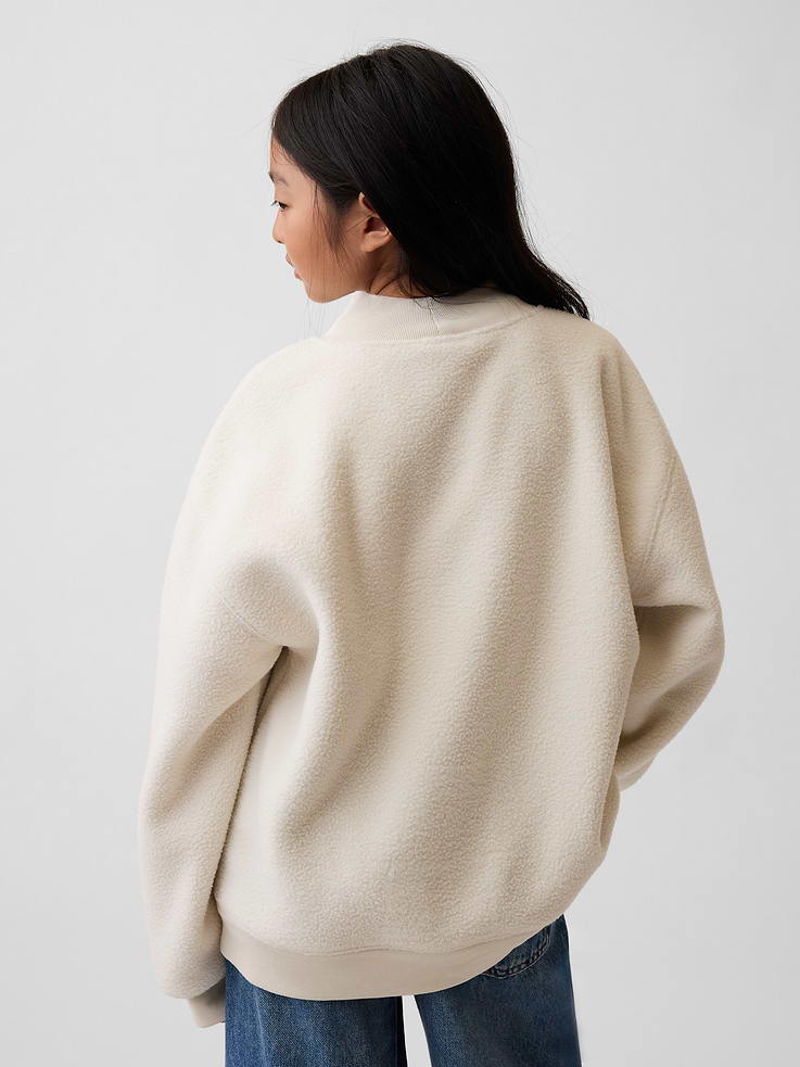 Image 3 of 6, Kids Sherpa Oversized Mockneck Logo Sweatshirt