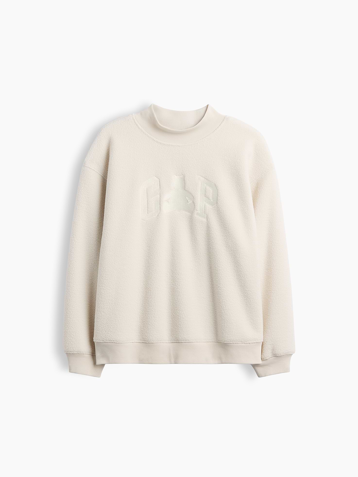 Image 6 of 6, Kids Sherpa Oversized Mockneck Logo Sweatshirt