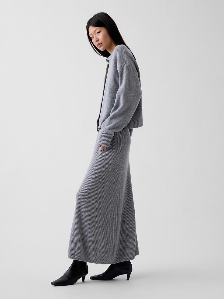 Image 3 of 6, CashSoft Rib Sweater Maxi Skirt