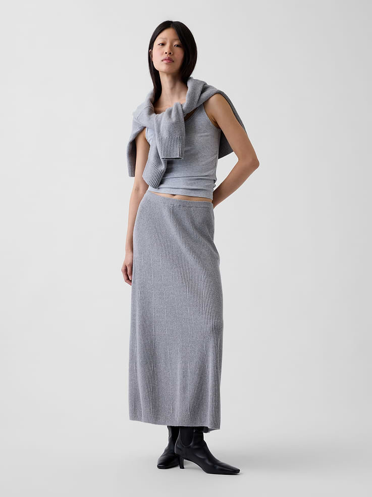 Image 5 of 6, CashSoft Rib Sweater Maxi Skirt