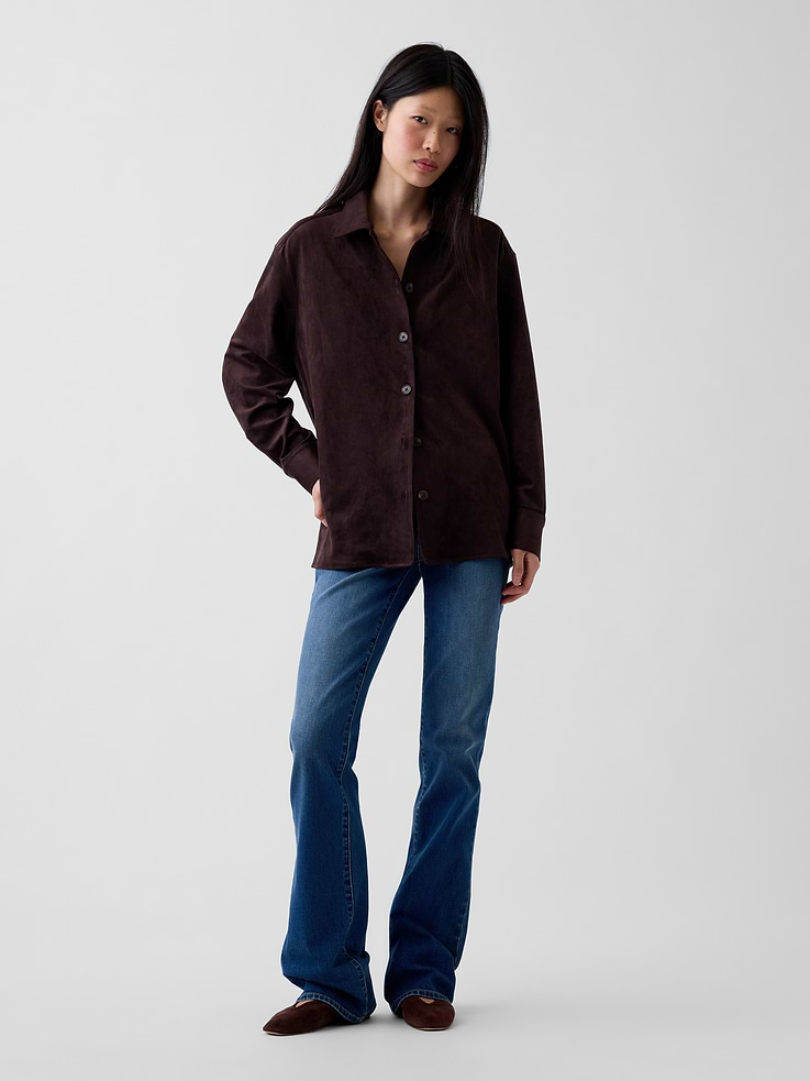 Image 2 of 6, Relaxed Vegan Suede Shirt