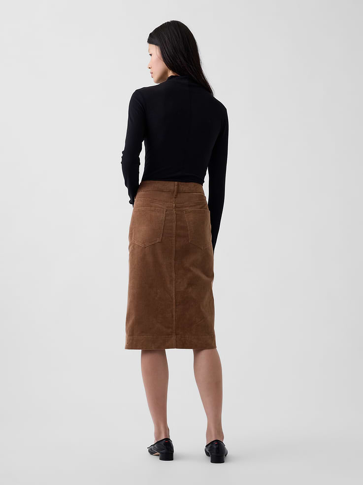 Image 2 of 5, Corduroy Knee-Length Skirt