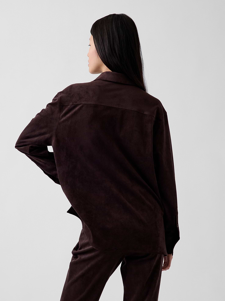 Image 3 of 6, Relaxed Vegan Suede Shirt