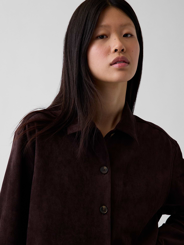 Image 4 of 6, Relaxed Vegan Suede Shirt