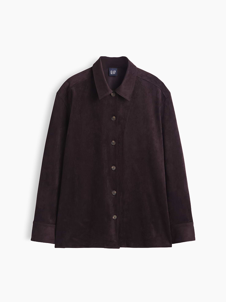 Image 6 of 6, Relaxed Vegan Suede Shirt