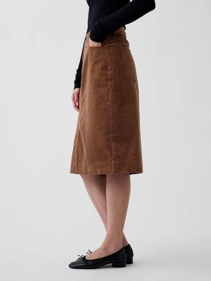 Image 3 of 5, Corduroy Knee-Length Skirt