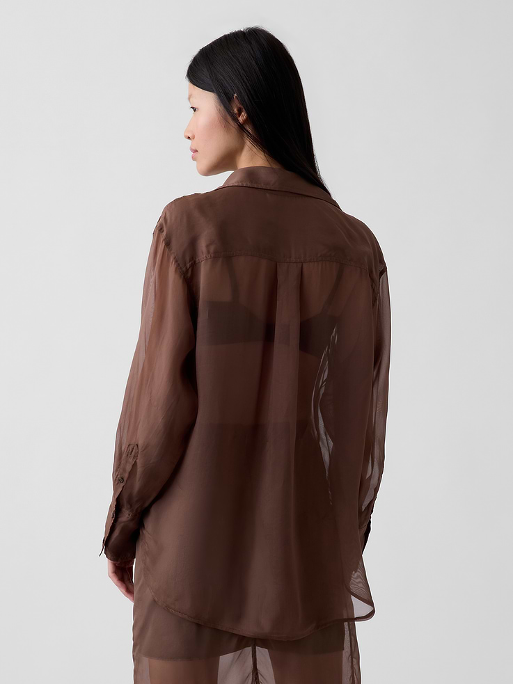 Image 3 of 5, Sheer Organza Big Shirt