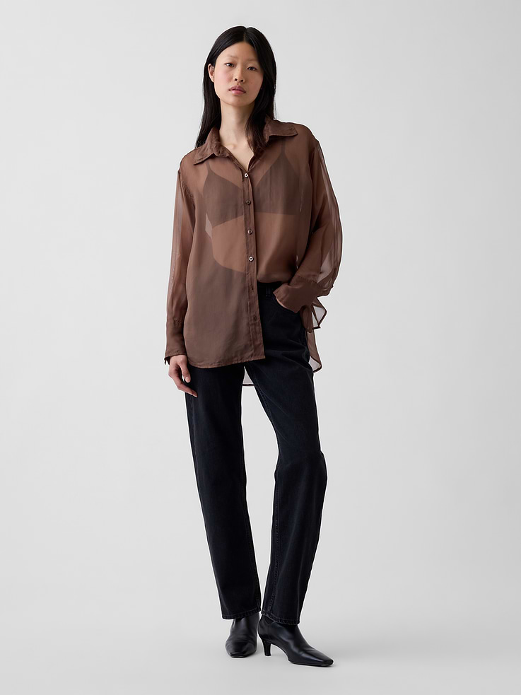 Image 2 of 5, Sheer Organza Big Shirt
