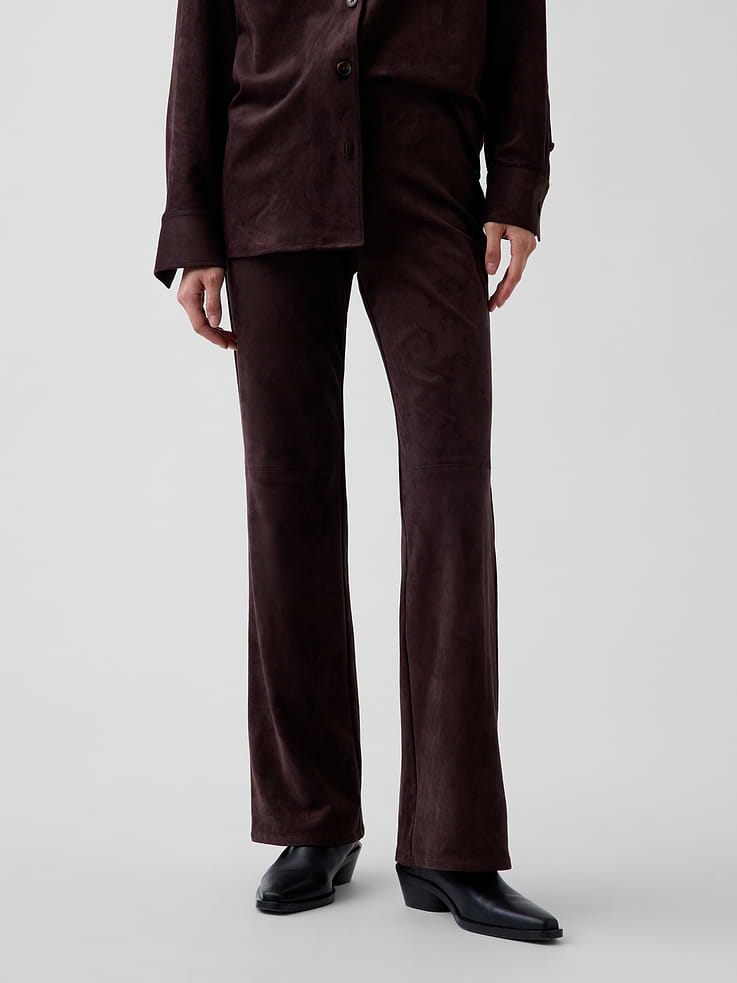 Image 2 of 8, Low Rise Vegan Suede Boot Pants