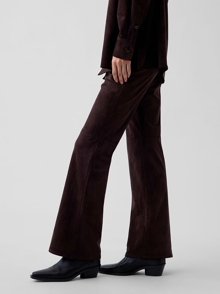 Image 3 of 8, Low Rise Vegan Suede Boot Pants