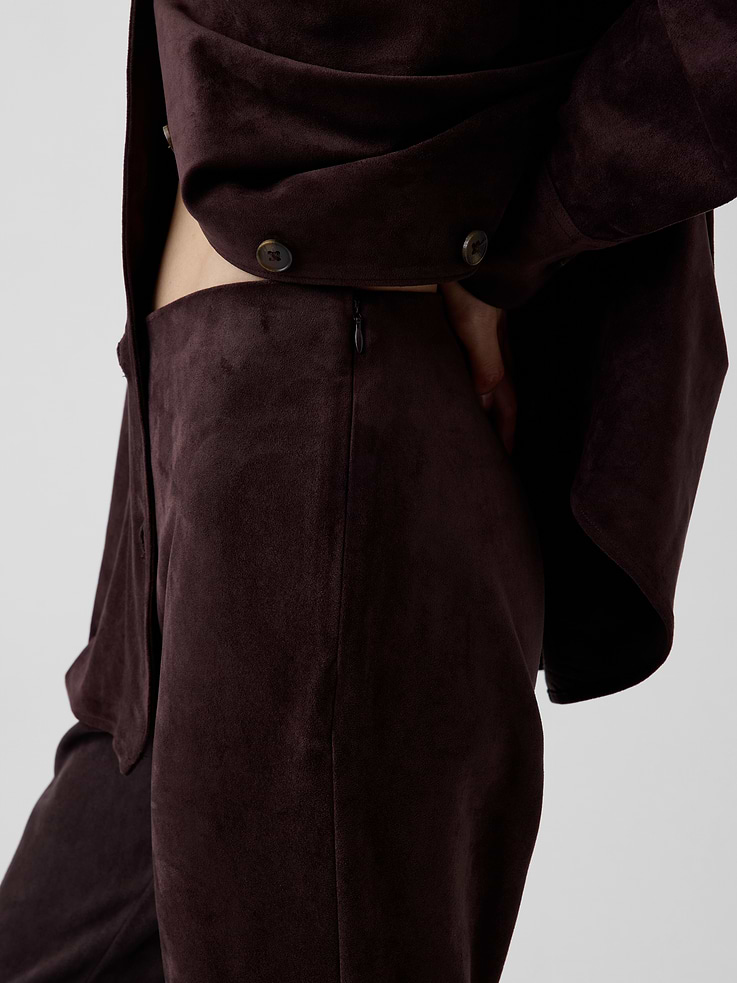 Image 6 of 8, Low Rise Vegan Suede Boot Pants