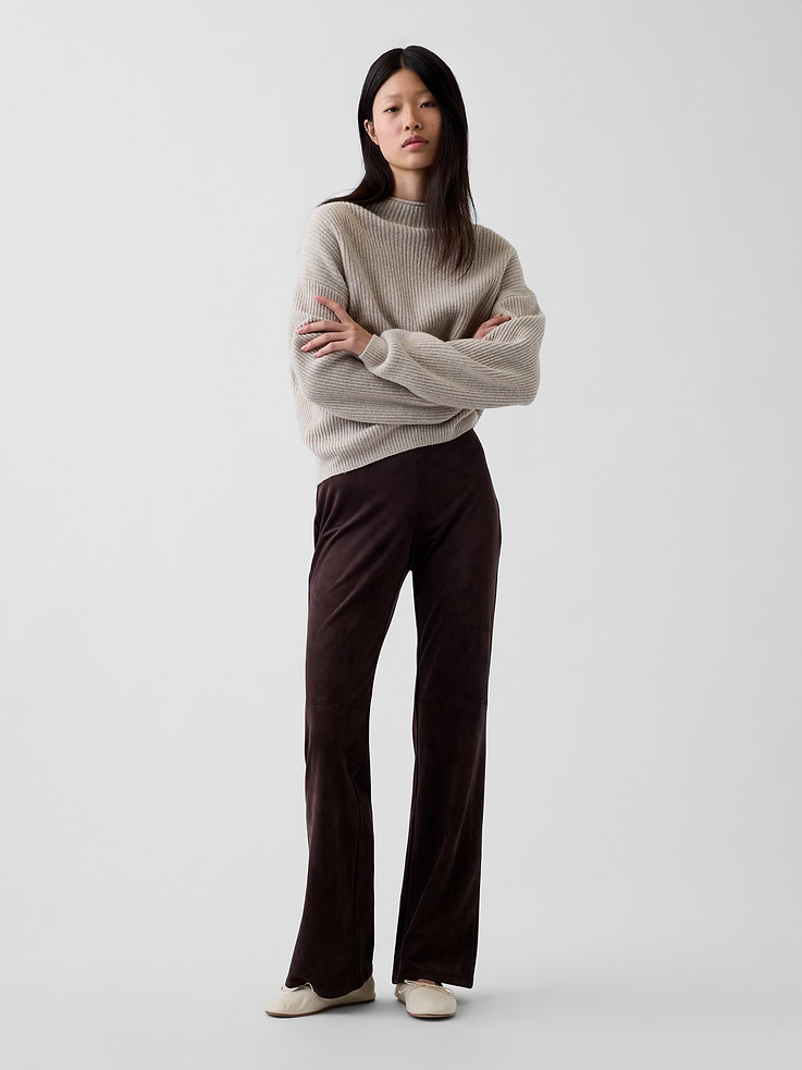 Image 7 of 8, Low Rise Vegan Suede Boot Pants
