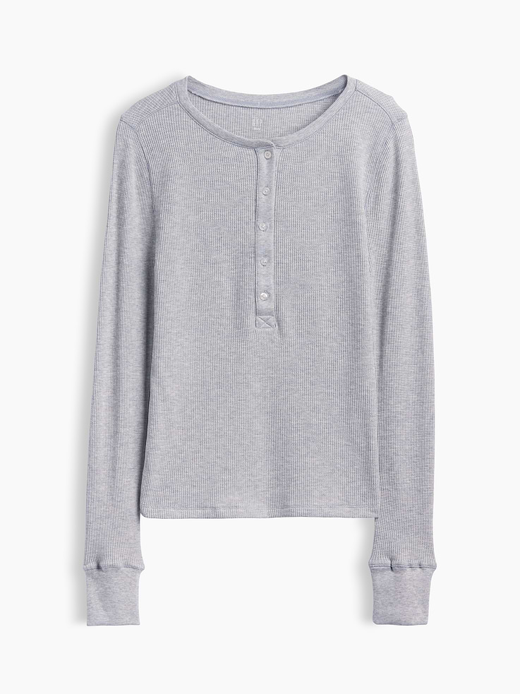 Image 4 de 4, Haut de pyjama henley en tricot gaufré