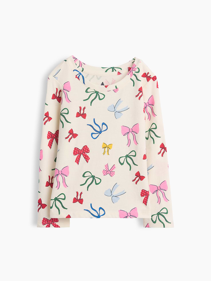 Image 1 of 2, Our favorite mix-and-match essentials go from tummy time to playtime in no time. All made with soft cotton in playful prints and bright colors., Soft cotton jersey T-shirt., Crewneck., Long sleeves., Allover print., Product #1185619