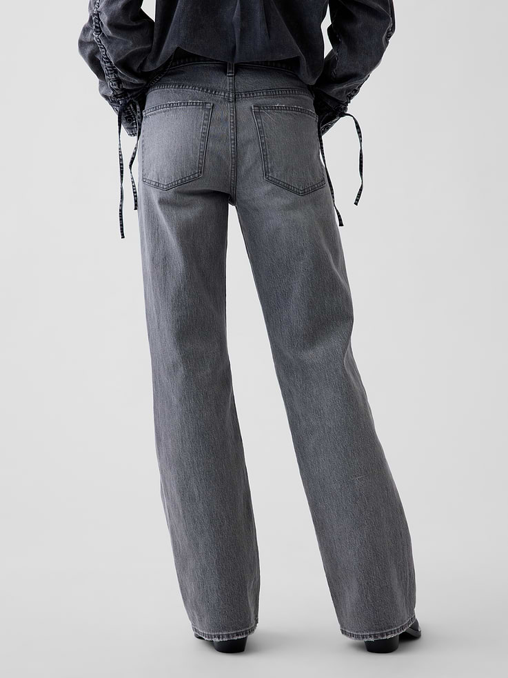 Image 4 of 6, Mid Rise Relaxed Flare Jeans