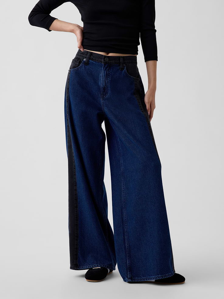 Image 2 of 6, Mid Rise UltraSoft Tonal Baggy Jeans