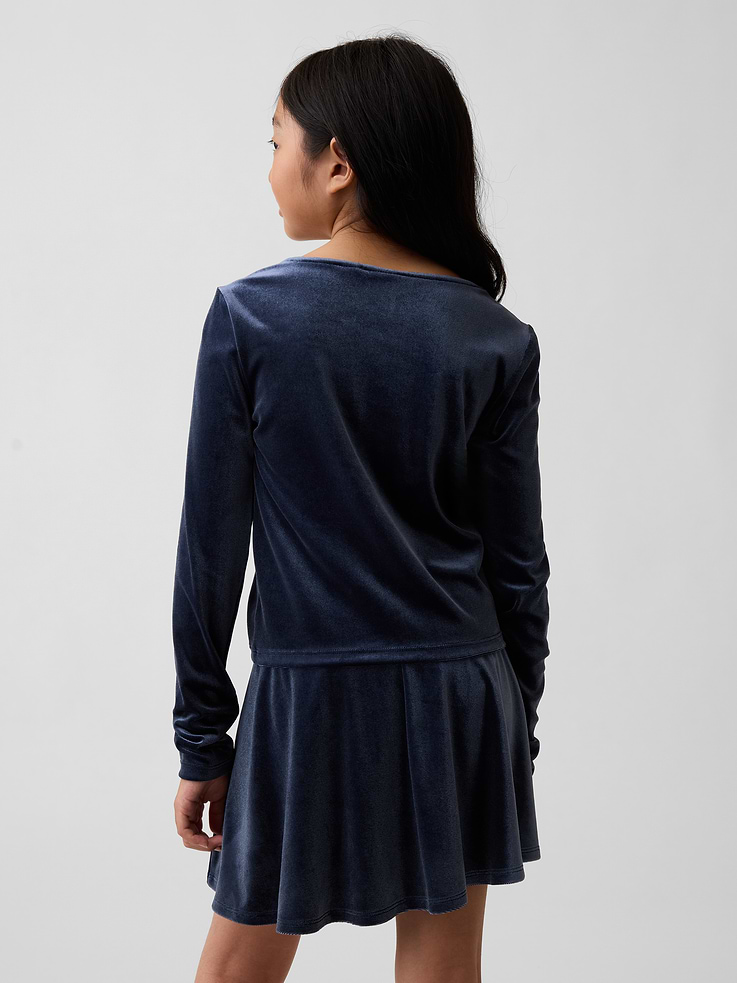 Image 3 of 5, Kids Velour Square-Neck Top