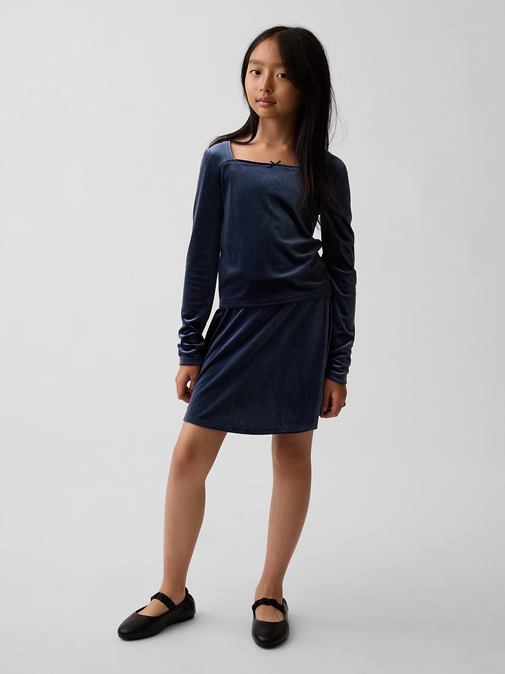 Image 4 of 5, Kids Velour Square-Neck Top