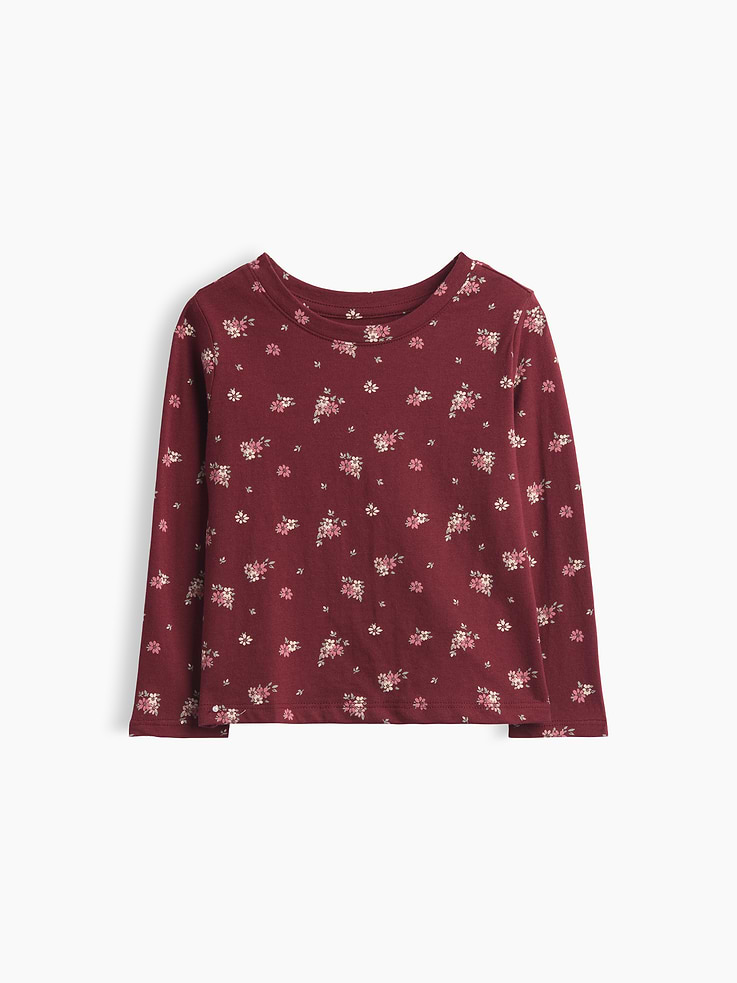 Image 1 of 2, Our favorite mix-and-match essentials go from tummy time to playtime in no time. All made with soft cotton in playful prints and bright colors., Soft cotton jersey T-shirt., Crewneck., Long sleeves., Allover print., Product #913035