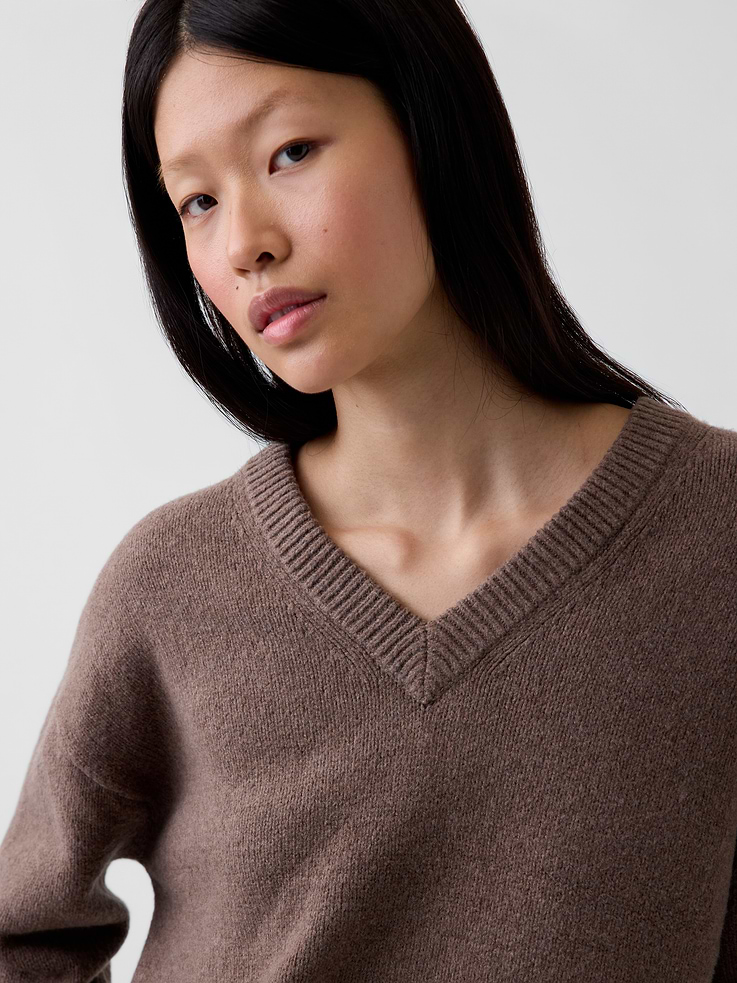 Image 4 of 6, CashSoft Oversized V-Neck Sweater