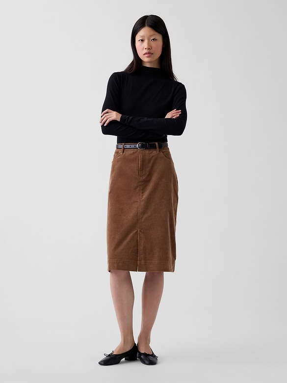 Corduroy Knee-Length Skirt