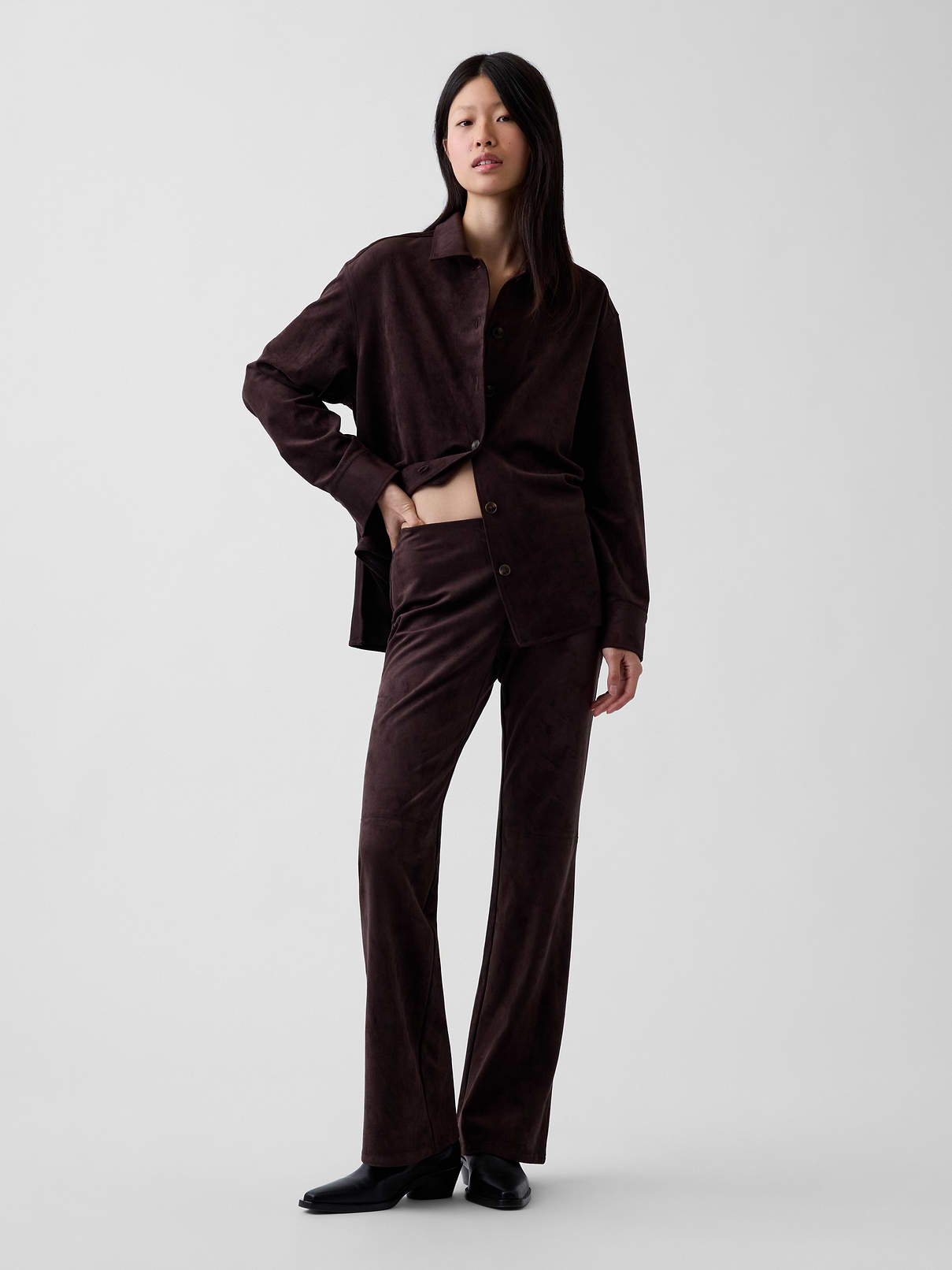 Low Rise Vegan Suede Boot Pants