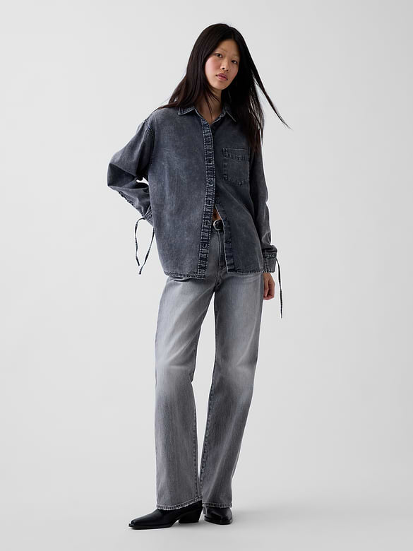 Mid Rise Relaxed Flare Jeans
