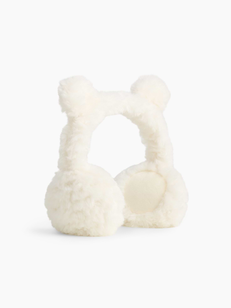 Image 1 of 2, Soft sherpa toddler earmuffs., Bear ear appliques at top., Product #1185852